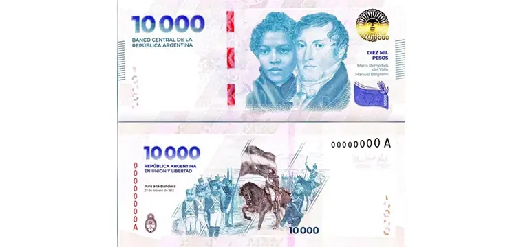 Аргентина вводит в обращение банкноту в 10 000 песо